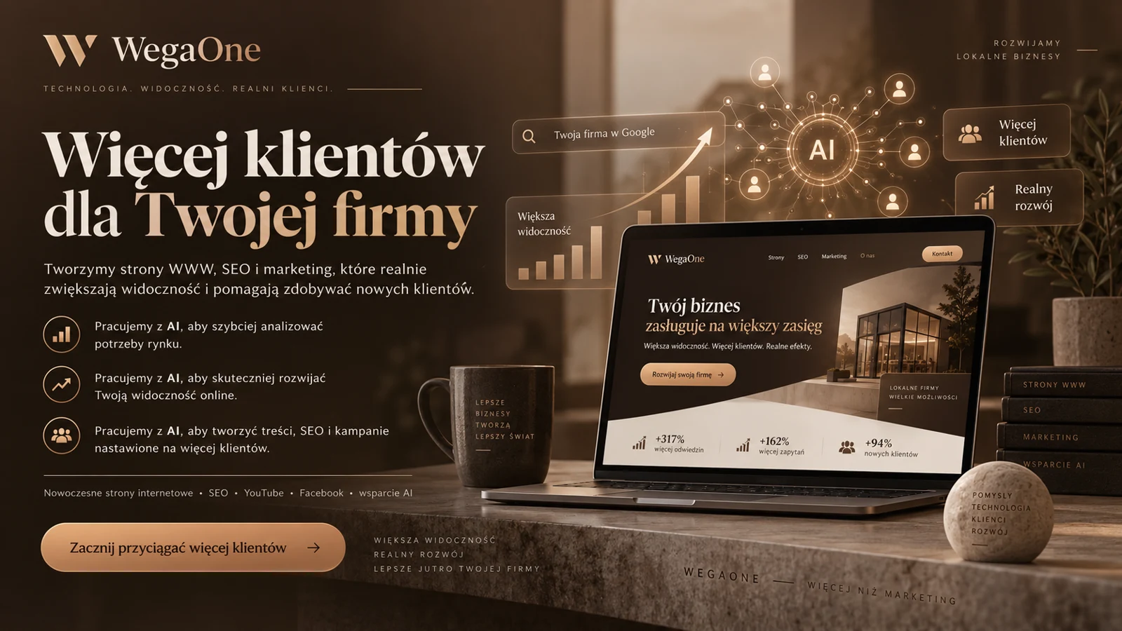 Koncepcja wizualna WegaOne: technologia wspierająca widoczność firmy